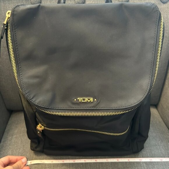 Tumi Handbags - TUMI Backpack Black Nylon with Gold-Tone Hardware